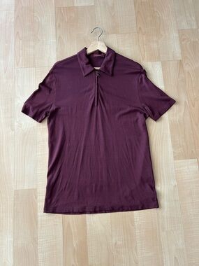 Prada Men's Quarter-zip Polo Shirt in Burgundy